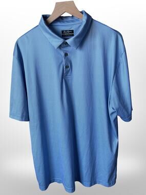 Ben Hogan Performance Golf Polo Shirt Mens XL Blue White Gingham Short Sleeve